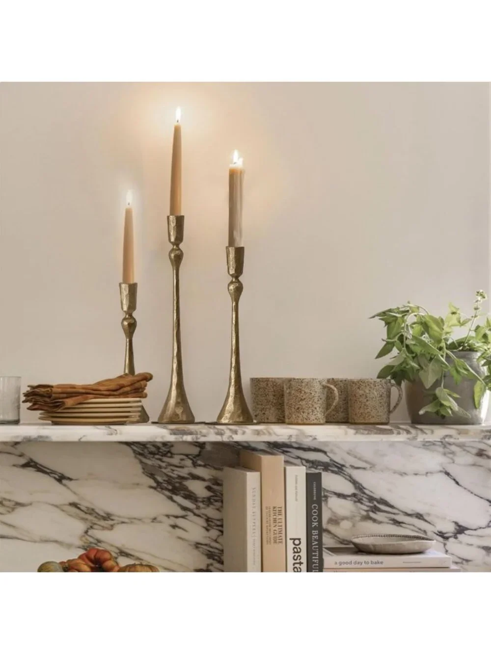 Set of 3 Vintage Cast Iron Taper Candle Holders - Decorative Home Accent